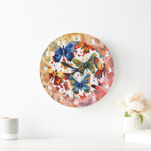 Farbenfrohe Butterfly zeichnend Große Wanduhr (Zuhause)