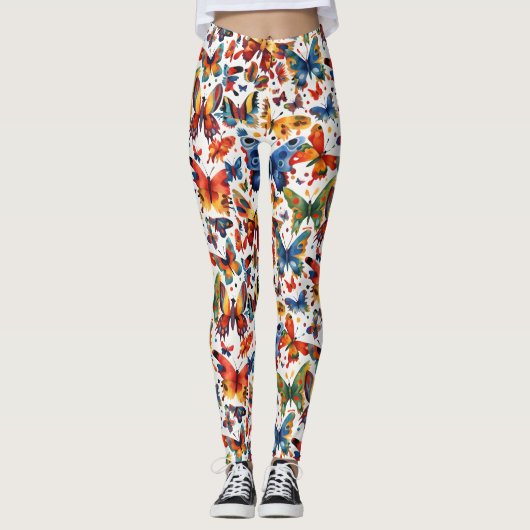 Farbenfrohe Butterfly zeichnend Leggings (Vorderseite)