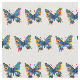 Farbenfrohe Butterfly zeichnend Stoff