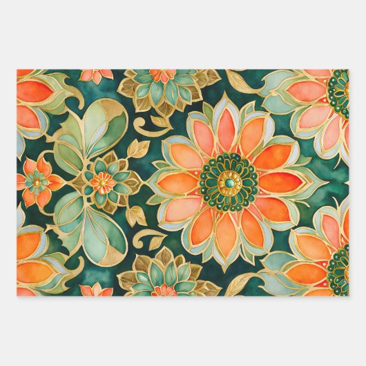 Farbenfrohe byzantinische Kunstschmiedetafeln Geschenkpapier Set (Vorderseite 3)