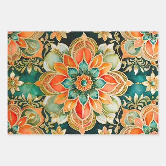 Farbenfrohe byzantinische Kunstschmiedetafeln Geschenkpapier Set (Vorderseite)