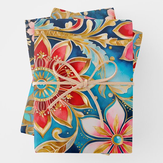 Farbenfrohe byzantinische Kunstschmiedetafeln Geschenkpapier Set