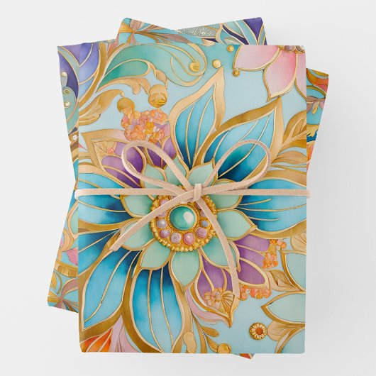 Farbenfrohe byzantinische Kunstschmiedetafeln Geschenkpapier Set