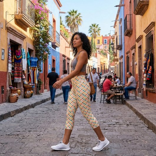 Farbenfrohe Cacti-Silhouetten Muster Leggings
