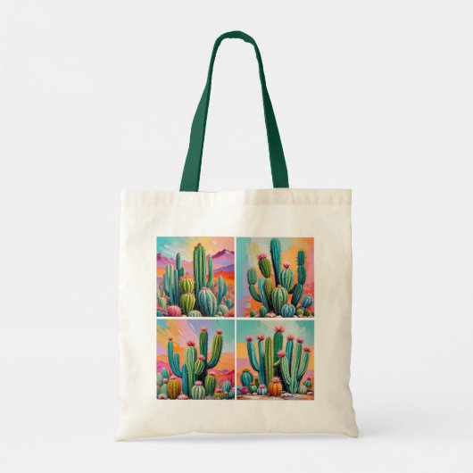 Farbenfrohe Cacti Tote Tasche (Rückseite)