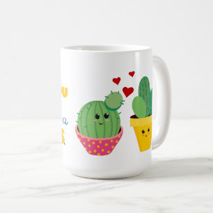 Farbenfrohe Cactus hugs lustige romantische Valent Kaffeetasse