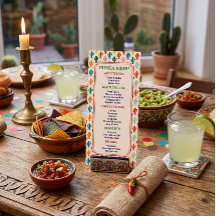 Farbenfrohe Cactus-Pattern-Fiesta-Party-Speisekart