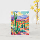 Farbenfrohe Cactus Watercolor Stationery Karte (Gelbe Blume)