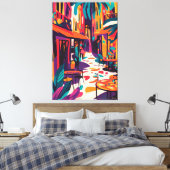 Farbenfrohe Cafeteria im Fauvist Stil Leinwanddruck (Insitu (Schlafzimmer))