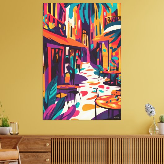 Farbenfrohe Cafeteria im Fauvist Stil Leinwanddruck (Insitu (Wohnzimmer))