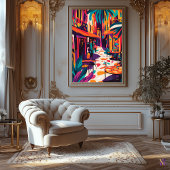 Farbenfrohe Cafeteria im Fauvist Stil Leinwanddruck