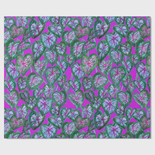 Farbenfrohe Caladiums Wasserfarben Blätter Muster Geschenkpapier (Flach)