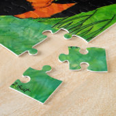 Farbenfrohe Calico Katze Pink Orientalische Poppie Puzzle (Seite)