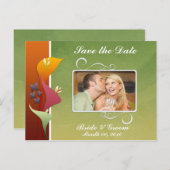 Farbenfrohe Calla LiliesSpeichern Sie das Date Fot Ankündigungspostkarte (Vorne/Hinten)