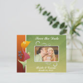 Farbenfrohe Calla LiliesSpeichern Sie das Date Fot Ankündigungspostkarte (Stehend Vorderseite)