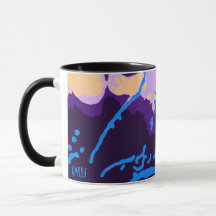 Farbenfrohe Calli Art Tasse in Purpur und Blues Sc