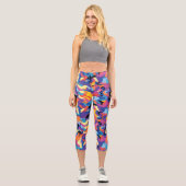 Farbenfrohe Camouflage Capri Leggings (Vorderseite)
