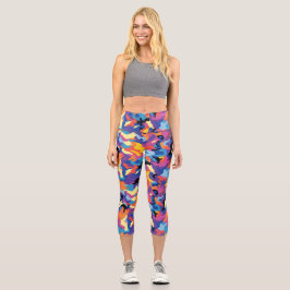 Farbenfrohe Camouflage Capri Leggings