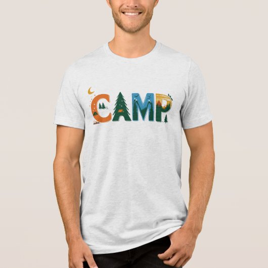 Farbenfrohe CAMP Abenteuer Grafik - Natur, Camping Tri-Blend Shirt (Vorderseite)