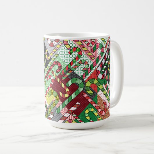 Farbenfrohe Candy Canes Kaffeetasse (VorderseiteRechts)