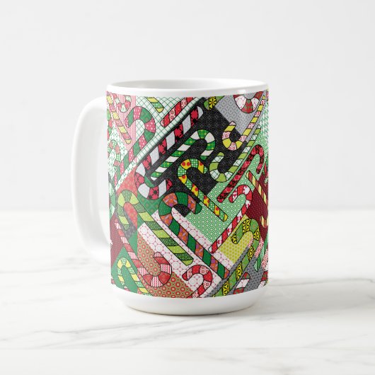 Farbenfrohe Candy Canes Kaffeetasse (Vorderseite Links)