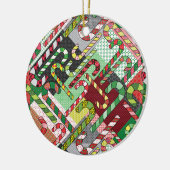 Farbenfrohe Candy Canes Keramik Ornament (Links)