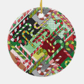 Farbenfrohe Candy Canes Keramik Ornament (Hinten)