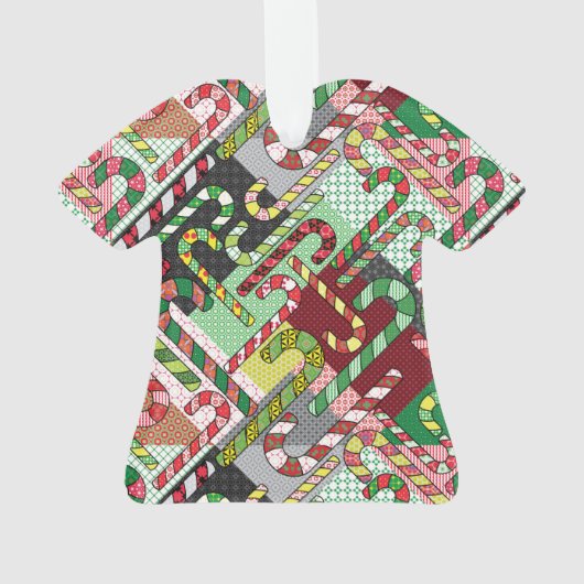 Farbenfrohe Candy Canes Ornament (Rückseite)