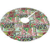 Farbenfrohe Candy Canes Polyester Weihnachtsbaumdecke (Schrägansicht)