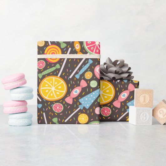 Farbenfrohe Candy Explosion Lollipop Blue Orange R Geschenkpapier (Babyparty)