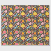 Farbenfrohe Candy Explosion Lollipop Blue Orange R Geschenkpapier (Flach)