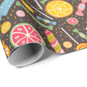 Farbenfrohe Candy Explosion Lollipop Blue Orange R Geschenkpapier (Rolleneckpunkt)