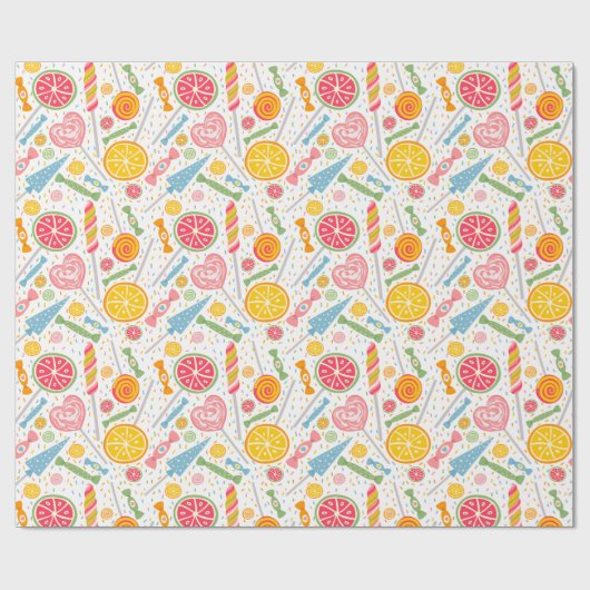 Farbenfrohe Candy Explosion Lollipop Orange Rosa Geschenkpapier (Flach)