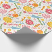 Farbenfrohe Candy Explosion Lollipop Orange Rosa Geschenkpapier (Ecke)