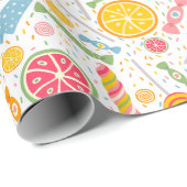 Farbenfrohe Candy Explosion Lollipop Orange Rosa Geschenkpapier (Rolleneckpunkt)