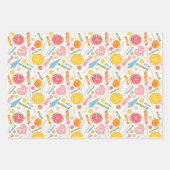 Farbenfrohe Candy Explosion Lollipop Orange Rosa Geschenkpapier Set (Vorderseite 3)