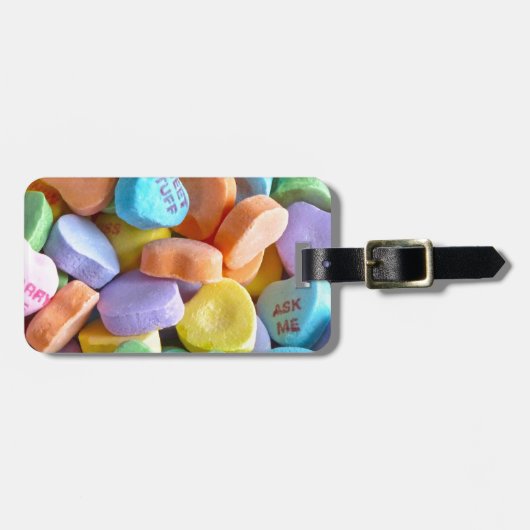 Farbenfrohe Candy Hearts Gepäckanhänger (Vorderseite horizontal)