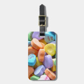 Farbenfrohe Candy Hearts Gepäckanhänger (Vorderseite vertikal)
