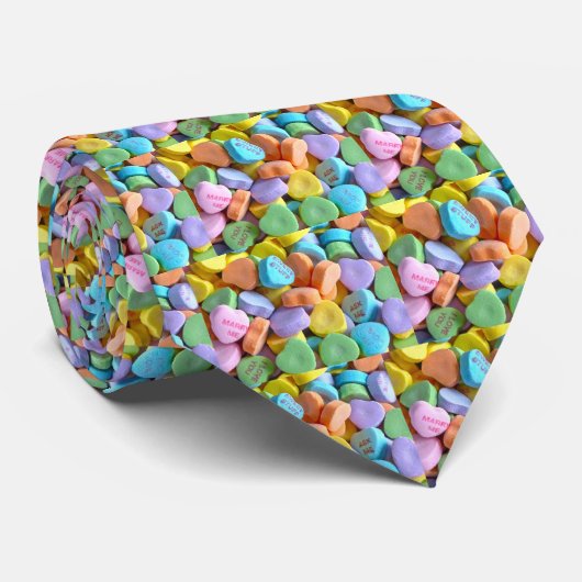 Farbenfrohe Candy Hearts Krawatte (Gerollt)