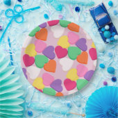 Farbenfrohe Candy Hearts Pappteller (Party)