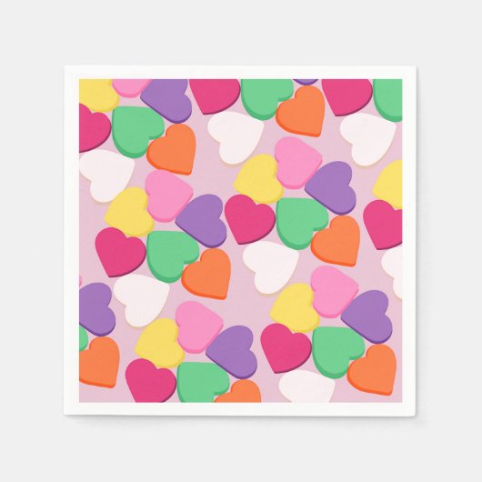 Farbenfrohe Candy Hearts Serviette (Vorderseite)