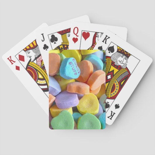 Farbenfrohe Candy Hearts Spielkarten (Rückseite)