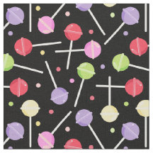 Farbenfrohe Candy Lollipops Muster auf schwarz