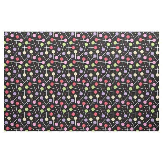 Farbenfrohe Candy Lollipops Muster auf schwarz Stoff (Fat Quarter (45,7 x 55,9 cm))
