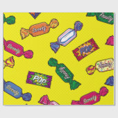 Farbenfrohe Candy Seamless Patternart, Pop, Süßigk Geschenkpapier (Flach)