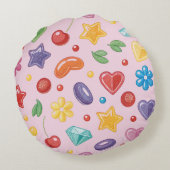 "Farbenfrohe Candy Star Round Kissen (Rückseite)