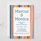 Farbenfrohe Candy Stripes fröhlich mutige Hochzeit Einladung (Vorderseite)