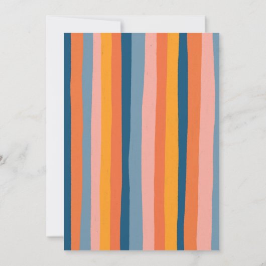 Farbenfrohe Candy Stripes fröhlich mutige Hochzeit Einladung (Rückseite)