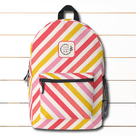 Farbenfrohe Candy Stripes Logo-Firmenlogo Bedruckter Rucksack