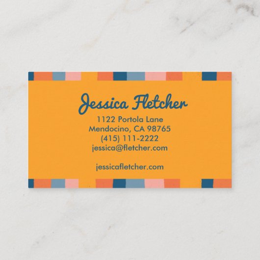 Farbenfrohe Candy Stripes Minimalistisch Orange Visitenkarte (Rückseite)